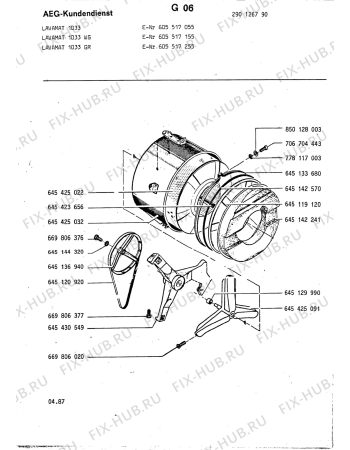 Взрыв-схема стиральной машины Aeg LAV1033 - Схема узла Tub