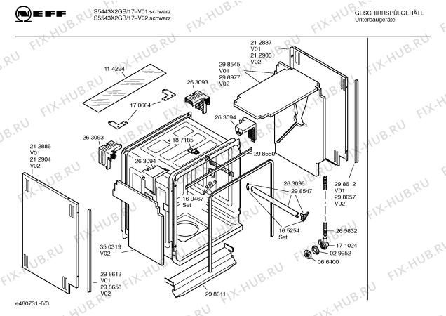 Взрыв-схема посудомоечной машины Neff S5543X2GB - Схема узла 03