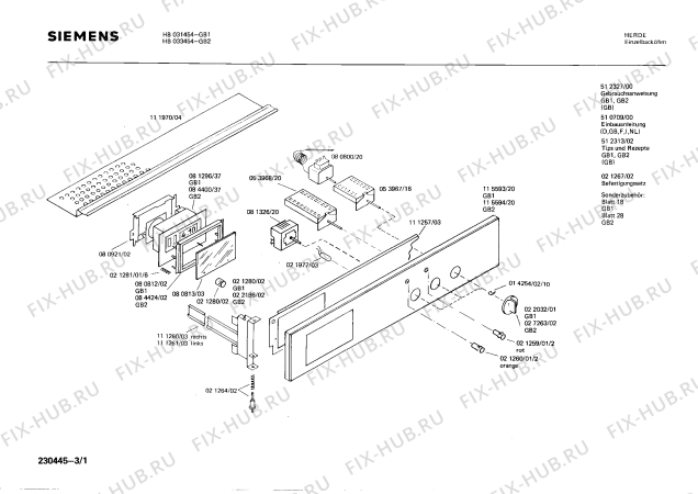 Схема №2 HB031454 с изображением Панель для плиты (духовки) Siemens 00115593
