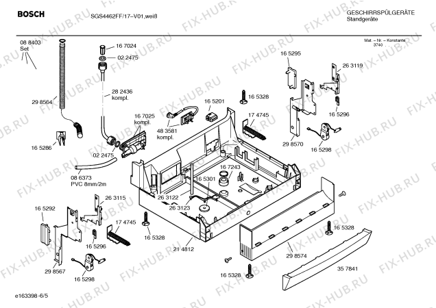 Взрыв-схема посудомоечной машины Bosch SGS4462FF Arcline - Схема узла 05