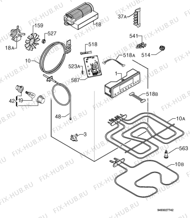 Взрыв-схема плиты (духовки) Husqvarna Electrolux QCE733-1-X - Схема узла Electrical equipment 268