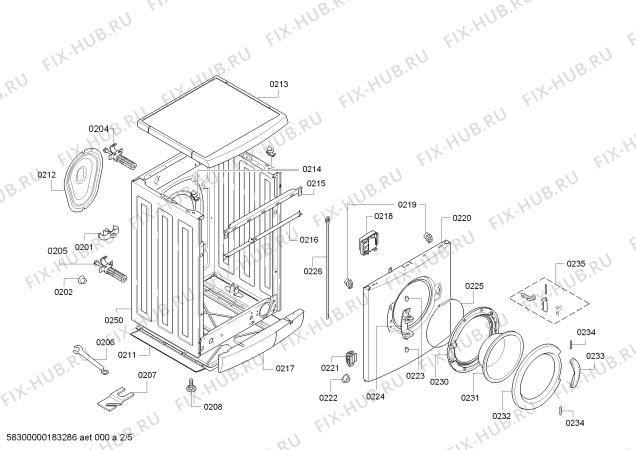 Взрыв-схема стиральной машины Bosch WAE283P3FG Serie 4 VarioPerfect - Схема узла 02