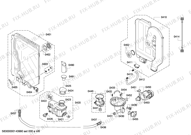 Взрыв-схема посудомоечной машины Bosch SMV53M30EU - Схема узла 04