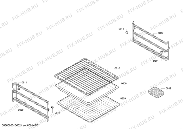 Взрыв-схема плиты (духовки) Bosch HBC26D553B - Схема узла 06