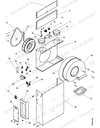 Взрыв-схема вытяжки Arthurmartinelux AFD280X2 - Схема узла Bottom and functional parts