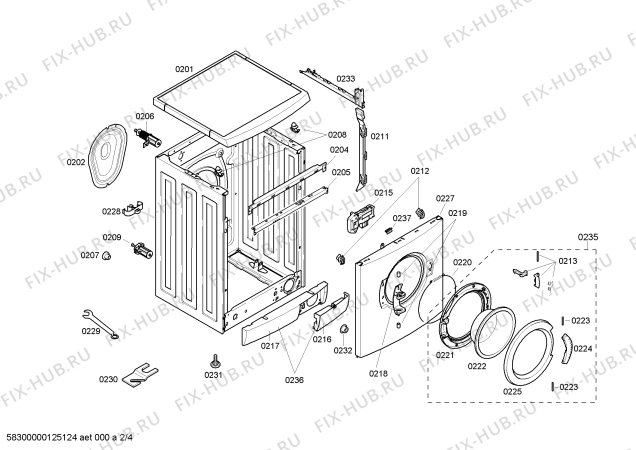 Схема №2 WAE22260AU с изображением Панель управления для стиралки Bosch 00667697