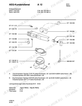Взрыв-схема холодильника Aeg SAN1732-1 - Схема узла Refrigerator electrical equipment