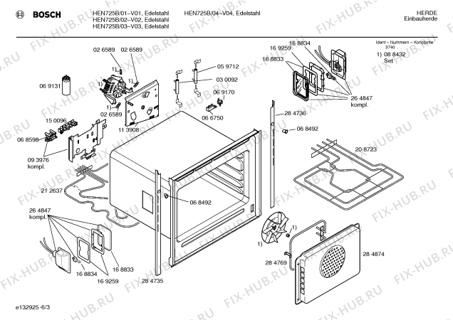 Взрыв-схема плиты (духовки) Bosch HEN725B - Схема узла 03