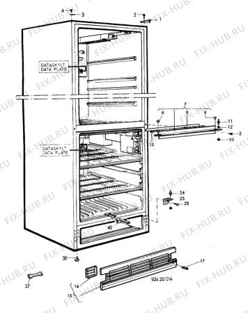 Взрыв-схема холодильника Electrolux TR1238 - Схема узла C10 Cabinet