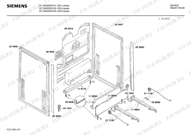 Взрыв-схема плиты (духовки) Siemens HL76020DK - Схема узла 05