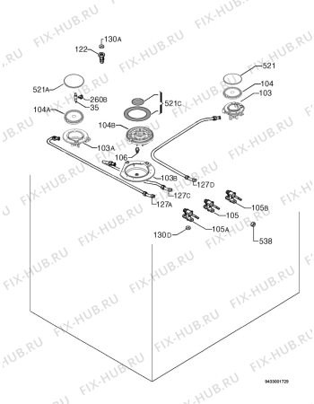 Взрыв-схема плиты (духовки) Faure CMP6084W - Схема узла Functional parts 267