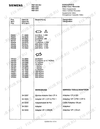 Схема №10 FM711R1 с изображением Кварц для стереоаппаратуры Siemens 00791955