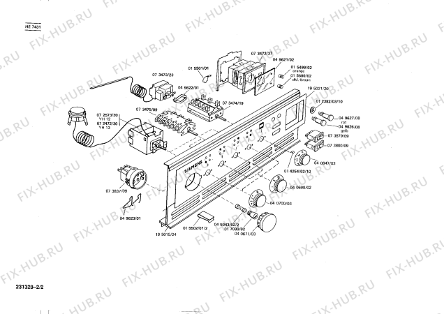 Взрыв-схема плиты (духовки) Siemens HE7431 - Схема узла 02