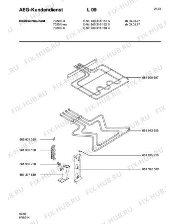 Взрыв-схема плиты (духовки) Aeg 7020E-B - Схема узла Section10