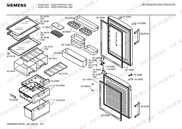 Схема №2 KG19V42TI с изображением Стеклянная полка для холодильника Siemens 00442439