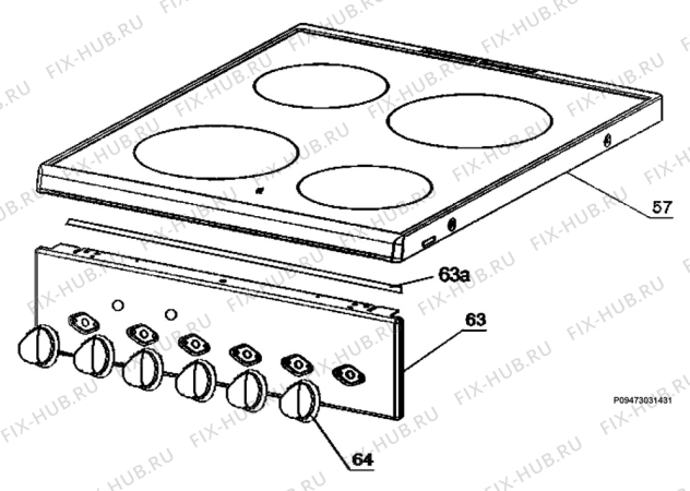 Взрыв-схема плиты (духовки) Funix FC5640V - Схема узла Section 4