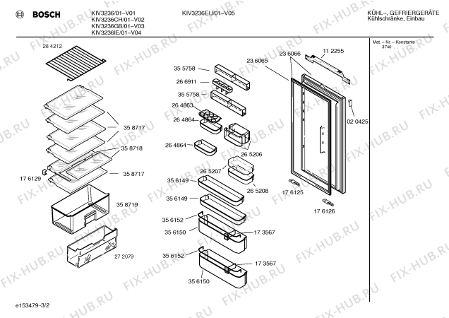 Взрыв-схема холодильника Bosch KIV3236 - Схема узла 02