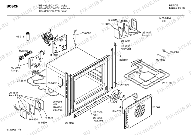 Схема №7 HBN866B с изображением Панель управления для плиты (духовки) Bosch 00288365