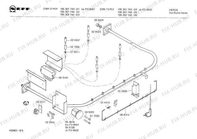 Схема №5 195301743 2344.13PEF с изображением Передняя часть корпуса для плиты (духовки) Bosch 00115171