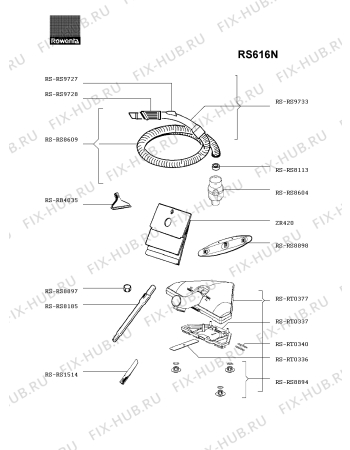 Схема №1 RS616N с изображением Щетка (насадка) для электропылесоса Rowenta RS-RT0377