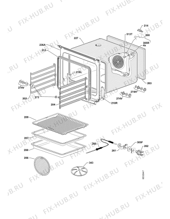 Взрыв-схема плиты (духовки) Tiba STEAM5507 - Схема узла Oven