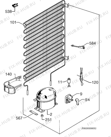 Взрыв-схема холодильника Zanussi ZCT21/6A - Схема узла Cooling system 017