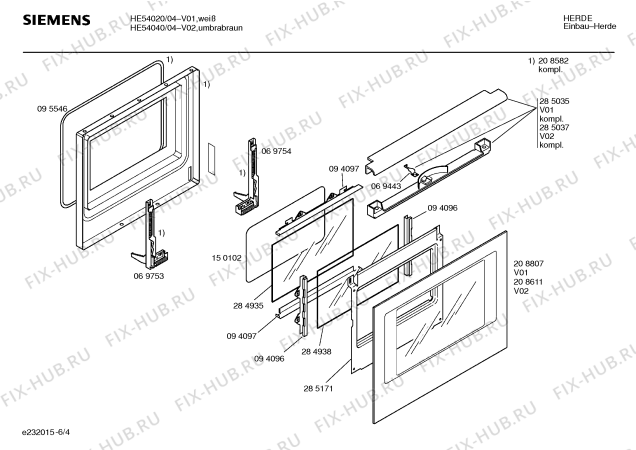 Схема №4 HE54020 с изображением Панель управления для плиты (духовки) Siemens 00285034