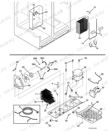 Взрыв-схема холодильника Husqvarna Electrolux QT5000FX4 - Схема узла Cooling system 017