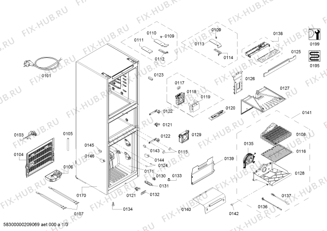 Схема №1 KG28US1CEC с изображением Модуль управления, незапрограммированный для холодильника Siemens 11022886