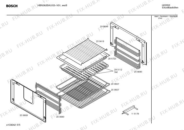 Схема №4 HBN362BAU с изображением Инструкция по эксплуатации для духового шкафа Bosch 00523366