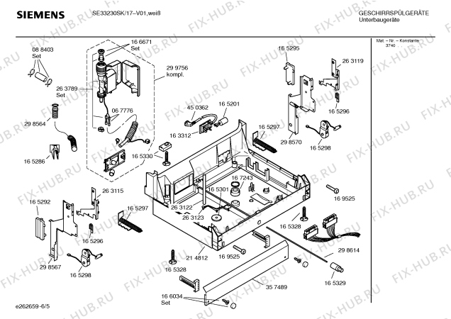 Взрыв-схема посудомоечной машины Siemens SE33230SK - Схема узла 05