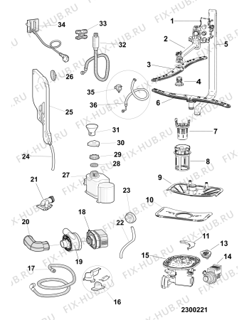 Взрыв-схема посудомоечной машины Hotpoint-Ariston HBC2B19X (F105225) - Схема узла