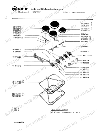Взрыв-схема плиты (духовки) Neff 1114842032 1484/22F - Схема узла 03