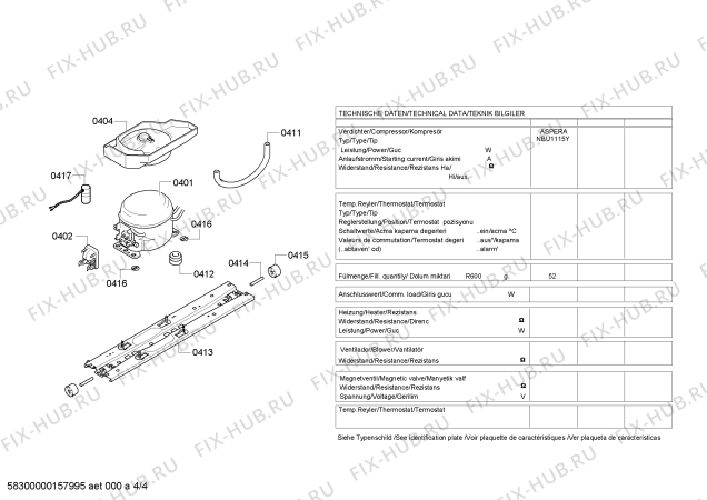 Взрыв-схема холодильника Bosch KDN46AI10N - Схема узла 04
