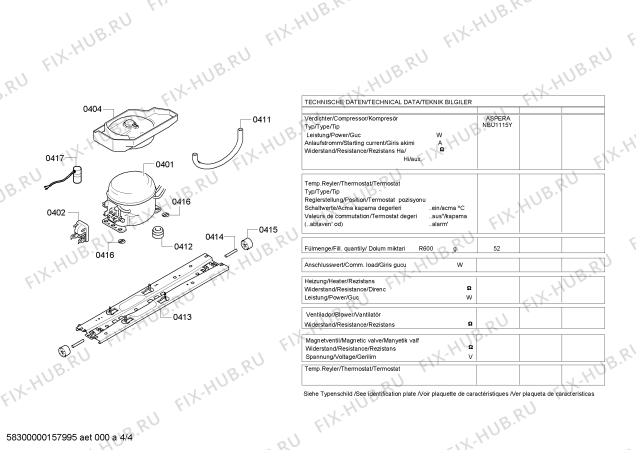 Взрыв-схема холодильника Bosch KDN46AI10Z - Схема узла 04