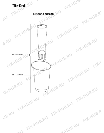 Взрыв-схема блендера (миксера) Tefal HB866A38/700 - Схема узла WP004845.2P3