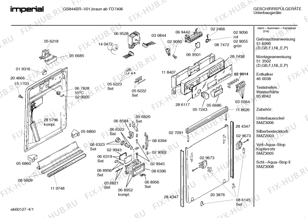 Схема №3 GS844BR GS844BR(03) с изображением Панель для посудомойки Bosch 00286117