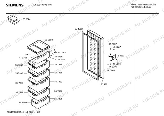 Взрыв-схема холодильника Siemens GS28L430 - Схема узла 02