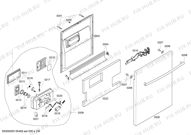 Схема №6 SHX46L06UC Bosch с изображением Набор кнопок для посудомоечной машины Bosch 00425747