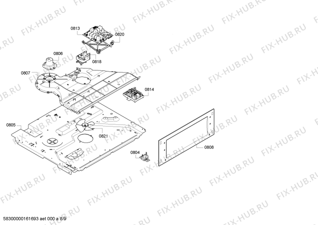 Взрыв-схема плиты (духовки) Bosch HBM56B551B - Схема узла 09