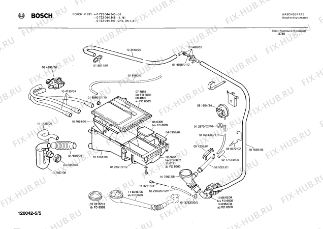 Взрыв-схема стиральной машины Bosch 0722044347 V631 - Схема узла 05