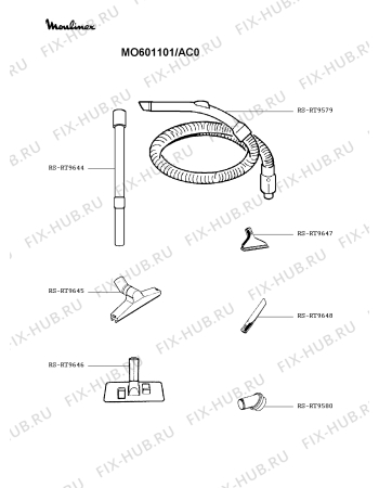 Взрыв-схема пылесоса Moulinex MO601101/AC0 - Схема узла UP003095.4P2