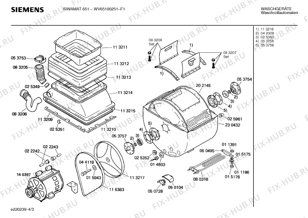 Взрыв-схема стиральной машины Siemens WV65100251 SIWAMAT 651 - Схема узла 03