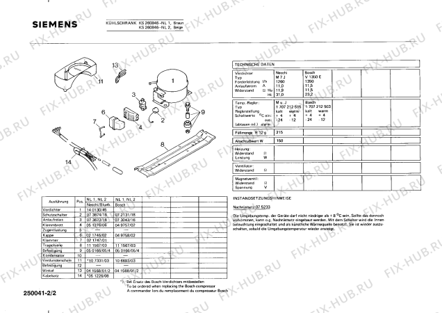 Взрыв-схема холодильника Siemens KS260846 - Схема узла 02