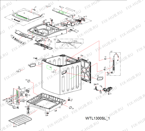 Схема №1 WTL 1600 SL с изображением Уплотнение Whirlpool 482000022546