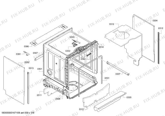 Взрыв-схема посудомоечной машины Bosch SMU53L15EU SilencePlus - Схема узла 03