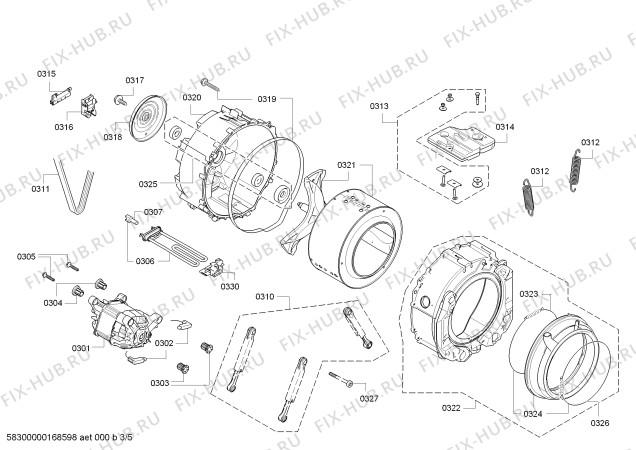 Схема №5 WIS24167EE Serie | 4 Sensitive с изображением Панель управления для стиральной машины Bosch 00799004