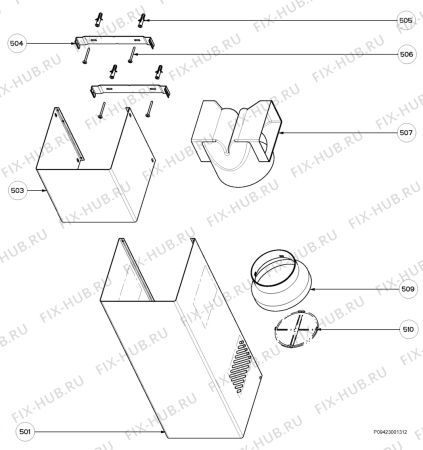 Взрыв-схема вытяжки Arthurmartinelux AFC9001N - Схема узла Section 4