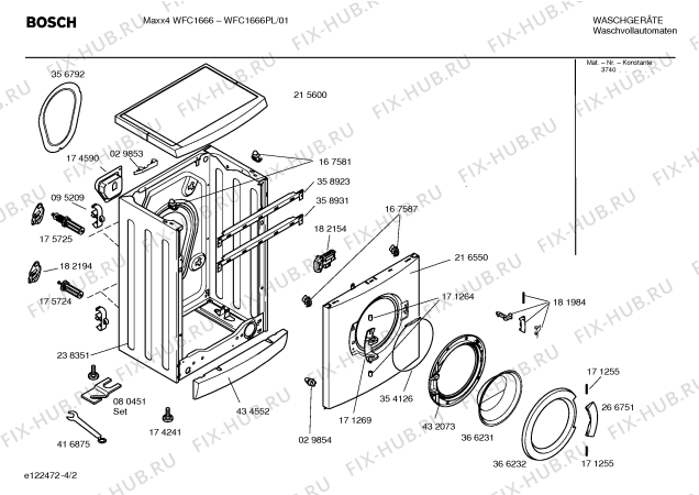 Схема №3 WFC1666PL Maxx4 WFC1666 с изображением Инструкция по установке и эксплуатации для стиралки Bosch 00586886