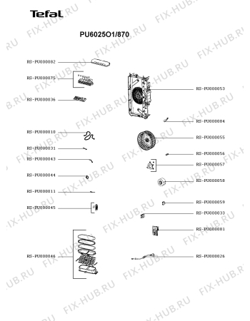 Взрыв-схема увлажнителя и очистителя воздуха Tefal PU6025O1/870 - Схема узла GP005423.2P2